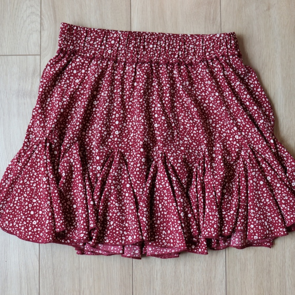 Womens Red Print Skirt - Large